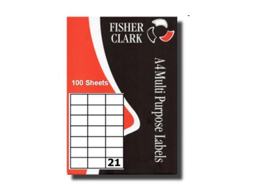 Pk100 fisher clark a4 21 per sheet laser/inkjet address labels.l7160* compatible for sale