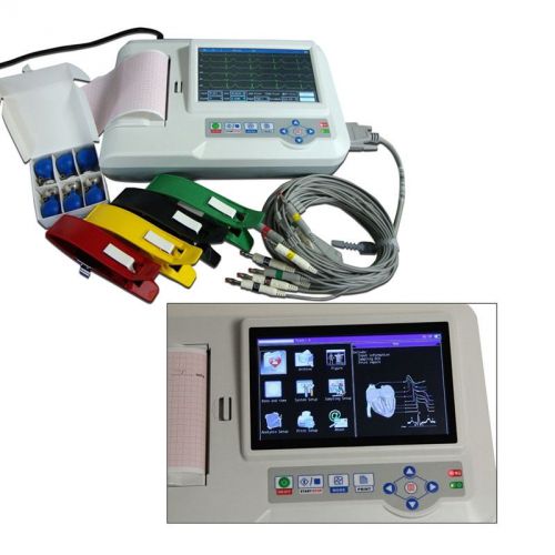 6-channel electrocardiograph ecg ekg machine led backlight+software analysis for sale