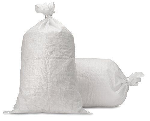 25-Sand Bags - Empty White Polypropylene Sandbags w/ Ties, w/ UV Protection;.