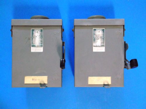 Lot of  (2) Square D 60 Amp 240 Volt General Duty Safety Switches Du322Rb