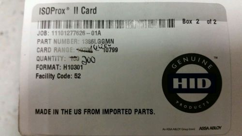 HID 1386LGGMN ISOProx II Cards Quantity-200 printable badges H10301
