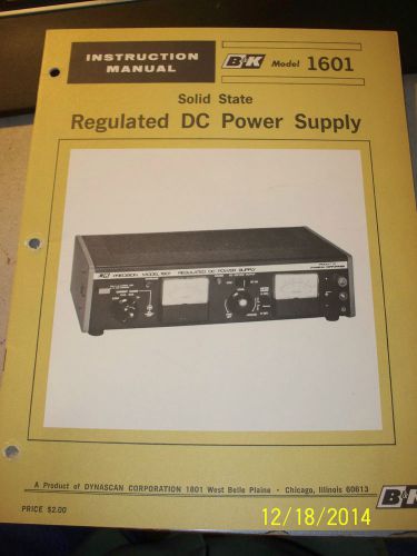 Manual b k precision 1601 0-50 vdc solid state regulated dc power supply for sale