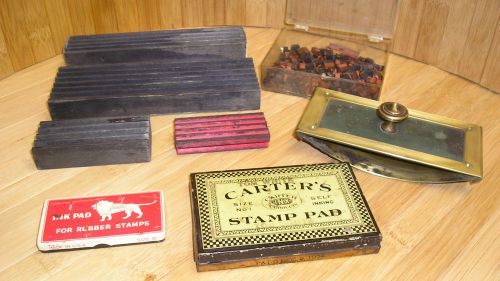 Vintage Rubber Letters Stamp Set With Blotter  Ink Pads