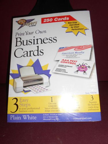 NEW- 250 CARDS PRINT YOUR OWN BUSINESS CARDS PC PAPERS BY AMPAD