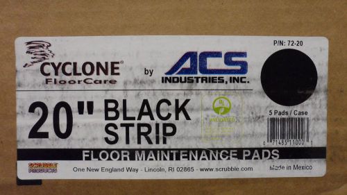 5 New Cyclone Floor Care ACS 72-20 20&#034; Black Stripping Floor Pads Scrubble