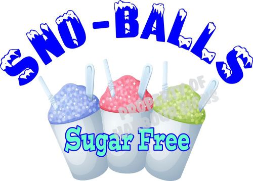 Sno-Balls Sugar Free Decal 14&#034; Shaved Ice Snow Cones Concession Cart Trailer