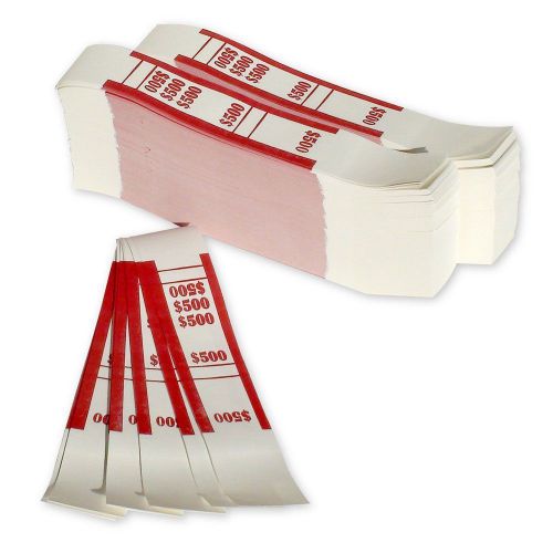 MMF 400500 Self-adhesive Currency Straps, Red, $500 In $5 Bills, 1000 Bands/pack