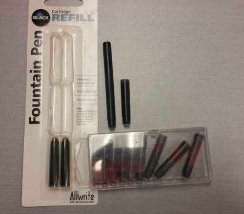 Lot of 13 Pack Ink Refills Fountain Pen Cartridges BLACK RED
