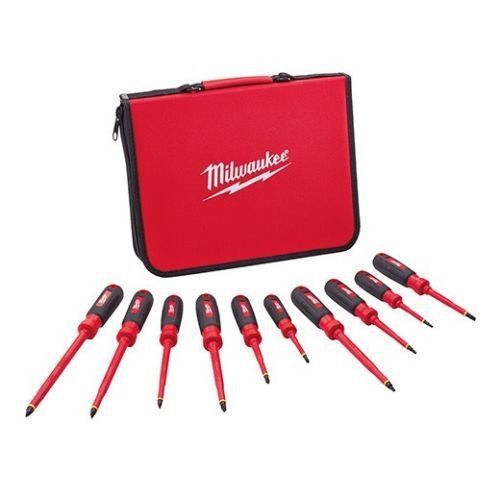 New! milwaukee 48-22-2210 10 pc 1000v insulated screwdriver set w/ eva case for sale