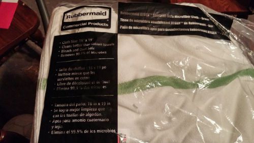 RUBBERMAID HYGEN MICROFIBER CLOTH PACK OF 24 CLOTHS GREEN - 16&#034; x 19&#034; - NEW