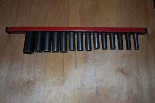 Snap on set, socket, metric, impact, deep, 6-point (14 pcs.) (8 to 24 mm) for sale