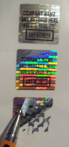 100 customized hologram security svag labels 1-1/8&#034; tamper evident labels seals for sale