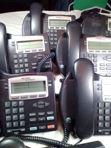 Lot of 10 nortel networks ip 2002 ntdu91 voip office phones w/ stands for sale