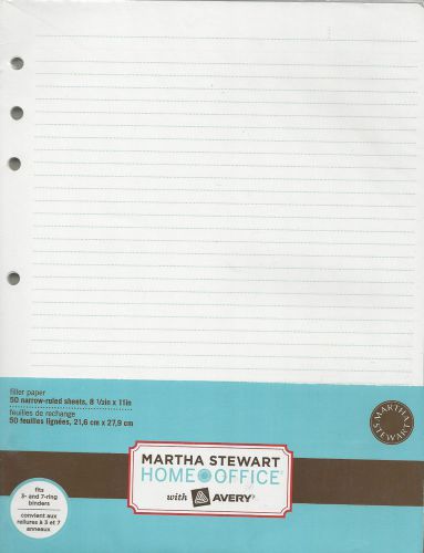 Martha Stewart Avery White Narrow Ruled Filler Paper, 8.5&#034; x 11&#034; 14941 free ship
