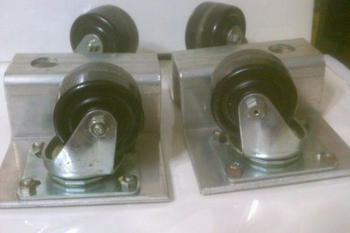 Casters- 3 inch x 1 3/4 inch wheels-ball bearing swivel base plate-aluminum for sale