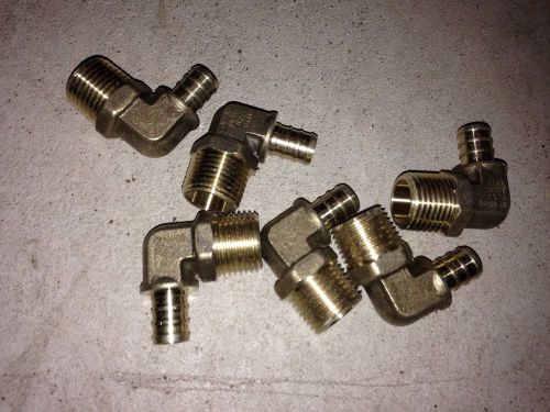 10-1/2&#034; pex x 1/2&#034; male npt 90 threaded adapters - brass crimp fittings for sale