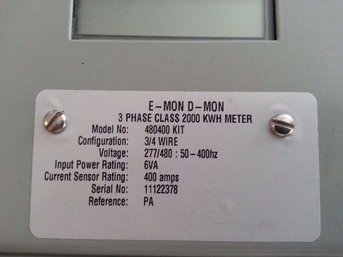 E-Mon D-Mon 480400 Kit Class 2000 3-Phase KWH Meter, 400A, 277/480V, 3 or 4 Wire