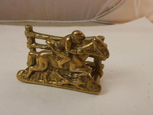 Brass Business Card Holder Horse &amp; Rider With Dog Fox Hunting