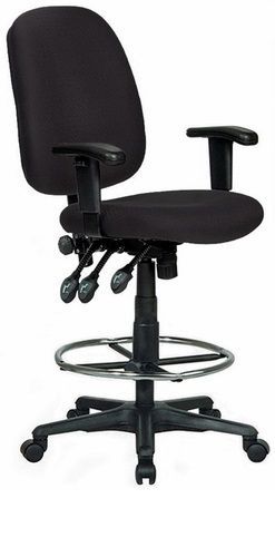 Harwick Ergonomic Drafting Chair (Model 6058) in Rich Black Fabric