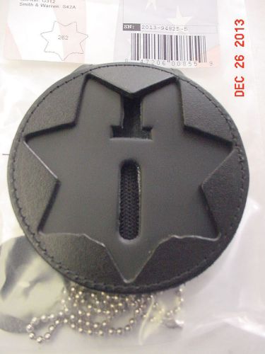 Perfect fit 7 point star recessed badge holder black leather for sale
