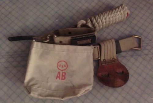 1983 AB American Bridge Quick Release Tool Belt Bolt Bag, Frog Scabbard, Pigtail