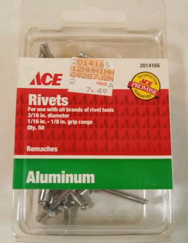 50 Aluminum Rivets 1/16&#034; x 1/8&#034; Grip Range 3/16&#034; Diameter