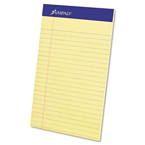 Ampad perforated writing pad, narrow, 5 x 8, canary, perfed, 50 sheets, dozen for sale