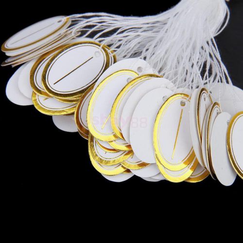 500Pcs Oval Blank strung string Tie Jewelry Display Merchandise Label Price tags