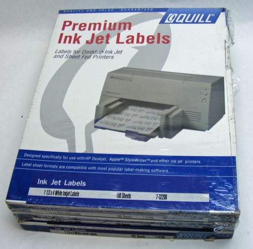 3 boxes - Quill Premium ink jet labels 1 1/3 x4, 100 sheets Deskjet, stylewriter