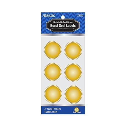 BAZIC 2&#034; Gold Foil Notary/Certificate Seal Label (42 LABELS PER PACK) -1