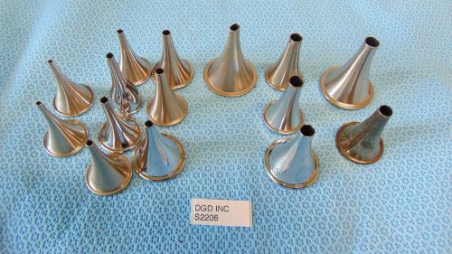 Lot Of 15 Assorted Sizes Ear Speculum Storz, Jedmed, Miltex &amp; Unmarked   S2206