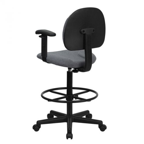Gray Fabric Drafting Chair with Height Adjustable Arms Range