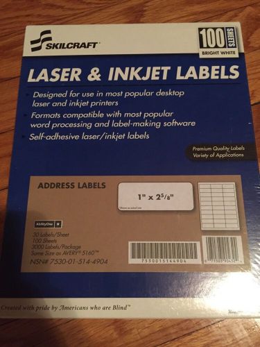 Skilcraft-NSN-5144904 Labels, Laser &amp; Inkjet,1&#034;x2 5/8&#034;-NIP