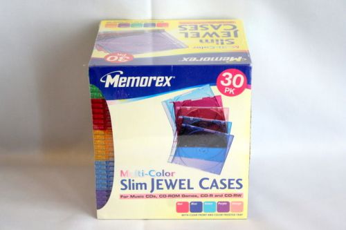 Memorex Slim Jewel Cases 30 Pack Rainbow Colored