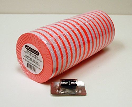 Amram 1 Line 10x19 Fluorescent Red Pricing/Marking Labels, 1 Sleeve of 16
