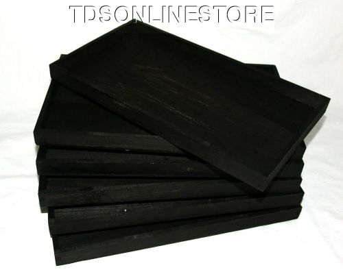 Package Of 6 Rustic Antique Black Color Wood Jewelry Trays