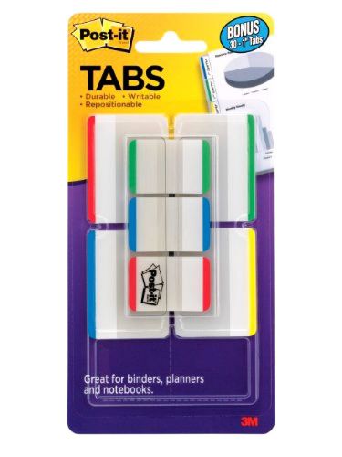 Post-it Tabs Value Pack, Assorted Primary Colors, 1 and 2-Inch Sizes, 114-Tabs/P