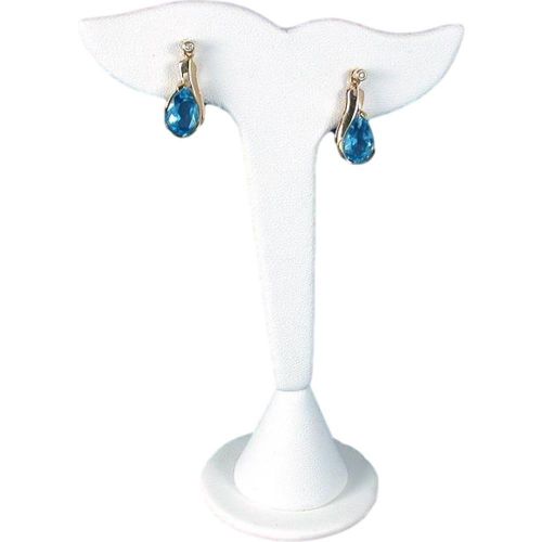 White Faux Leather Leaf Earring Display Stand 5&#034;