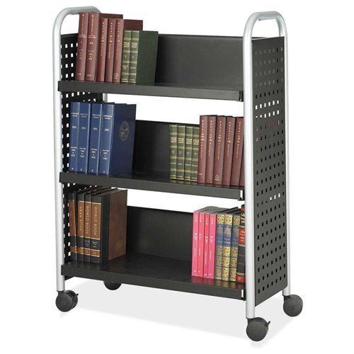 Safco scoot single sided book cart - 3 shelf - 4 x 3&#034; caster - steel - 33&#034; x for sale