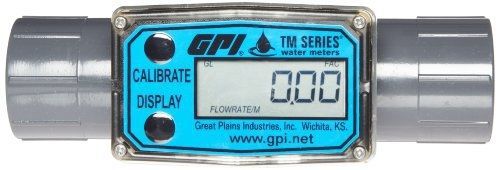 Flomec gpi tm100-n tm pvc turbine flowmeter 1 inch 5-50 gpm fnpt fitting for sale