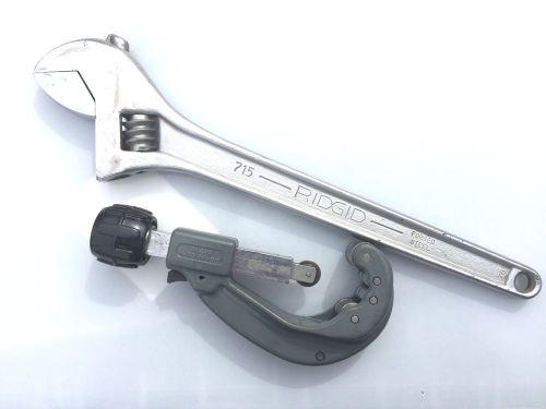 RIDGID 715 15&#034;  Adjustable  Wrench &amp; RIDGID 205 cutter
