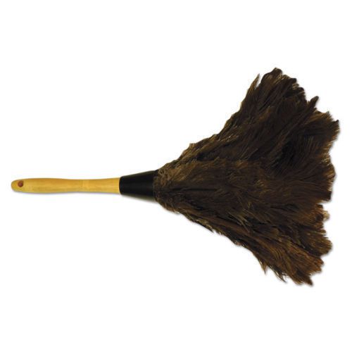 12 Professional Ostrich Feather Dusters, 14&#034; Brown, Wood Handle, Pack of 12, New