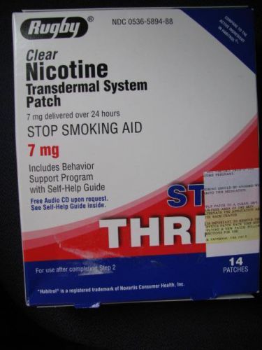 RUGBY Clear Nicotine Transdermal System Patch  7mg  Stop Smoking 14 ct Step 3
