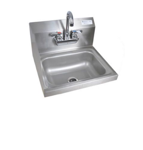 14&#034; x 10&#034; Stainless Steel Splash Mount Hand Sink w Faucet BBKHS-W-1410-LS-P-G