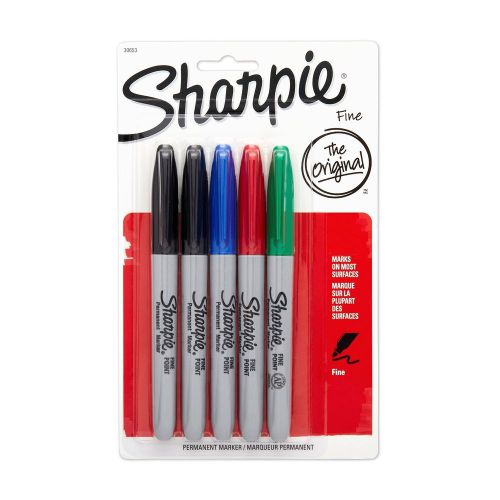 Sharpie Permanent Markers - Fine Point - Assorted - 5 Pack - 30653
