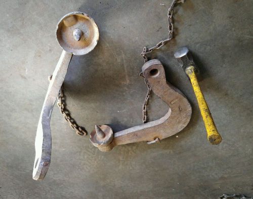 Antique logging end hooks. Tools used to load logs by the ends.