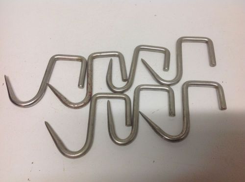 USED LOT of 7 STAINLESS STEEL MEAT HOOKS