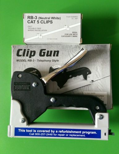 (NEW) RB-3 Telecrafter Clip Gun with 1 box of 400 CAT5 Clips (Neutral White)