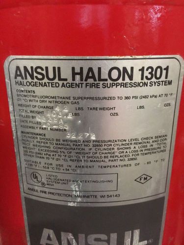 Fully charged used bottle of Ansul Halon 1301