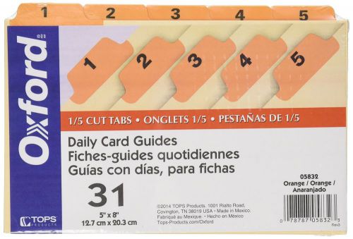 Oxford Index Card Guides with Laminated Tabs Daily (1-31) 5&#034; x 8&#034; Size Orange...